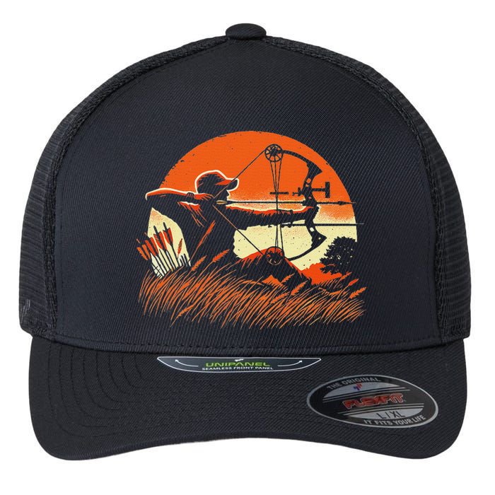 Archery Bow Hunter Deer Mule Elk Bow Hunting Flexfit Unipanel Trucker Cap