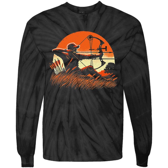 Archery Bow Hunter Deer Mule Elk Bow Hunting Tie-Dye Long Sleeve Shirt