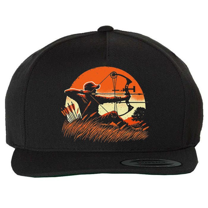 Archery Bow Hunter Deer Mule Elk Bow Hunting Wool Snapback Cap