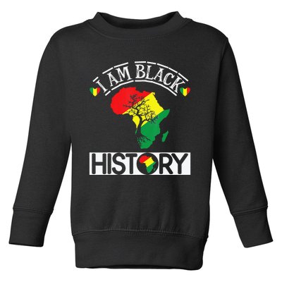 Am Black History Patriotic African American Juneteenth Afro Toddler Sweatshirt