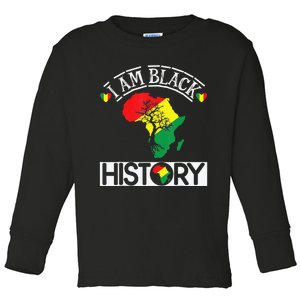 Am Black History Patriotic African American Juneteenth Afro Toddler Long Sleeve Shirt