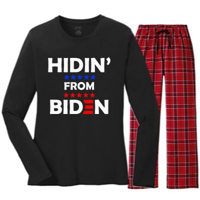 Anti Biden Hidin From Biden Women's Long Sleeve Flannel Pajama Set 