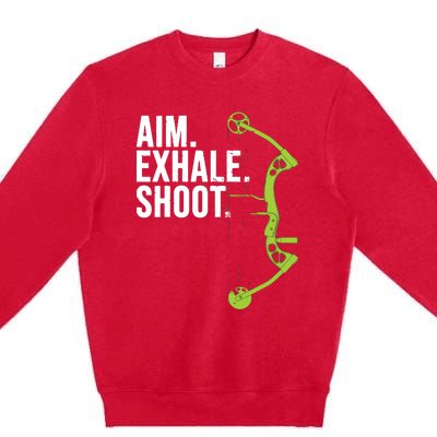 Archery Bow Hunting Shirts Aim Exhale Shoot Premium Crewneck Sweatshirt