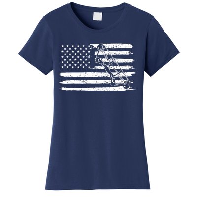 Archery Bow Hunting USA Flag 4th Of July Vintage Women's T-Shirt