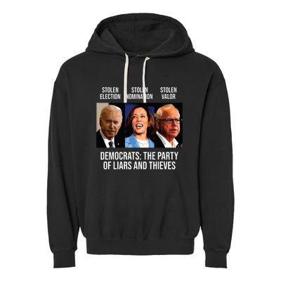 Anti Biden Harris Walz Garment-Dyed Fleece Hoodie