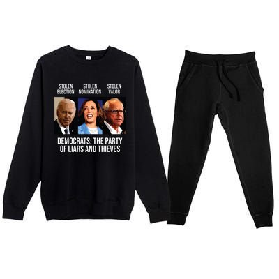 Anti Biden Harris Walz Premium Crewneck Sweatsuit Set