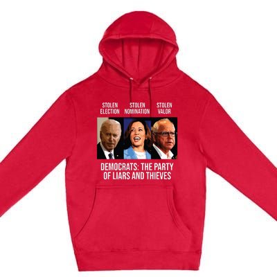 Anti Biden Harris Walz Premium Pullover Hoodie