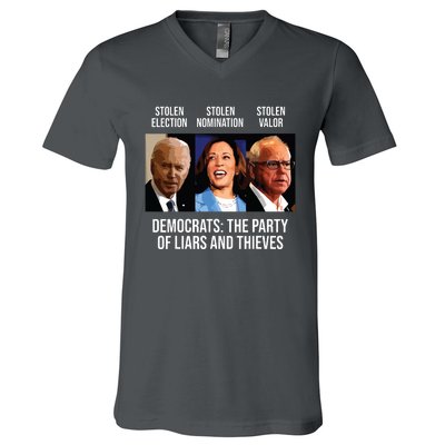 Anti Biden Harris Walz V-Neck T-Shirt