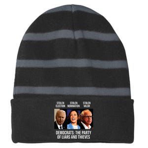 Anti Biden Harris Walz Striped Beanie with Solid Band