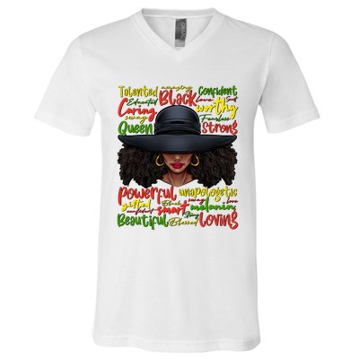 African Black History African American Ladies Juneteenth V-Neck T-Shirt