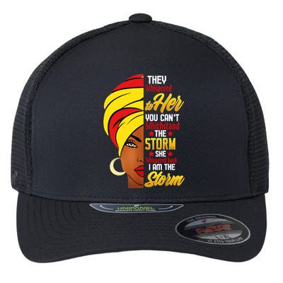 Awesome Black History She Whispered Back I Am The Storm Gift Flexfit Unipanel Trucker Cap