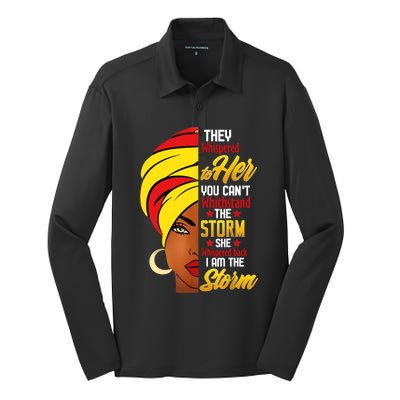 Awesome Black History She Whispered Back I Am The Storm Gift Silk Touch Performance Long Sleeve Polo