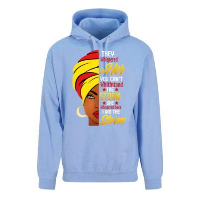 Awesome Black History She Whispered Back I Am The Storm Gift Unisex Surf Hoodie