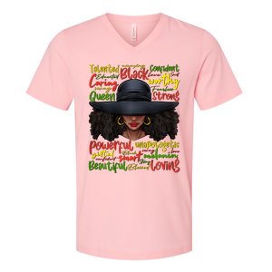 African Black History African American Ladies Juneteenth V-Neck T-Shirt