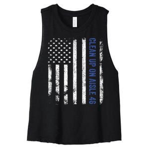 Anti Biden Impeach 46 8646 Clean Up On Aisle 46 Pro USA Flagd Women's Racerback Cropped Tank