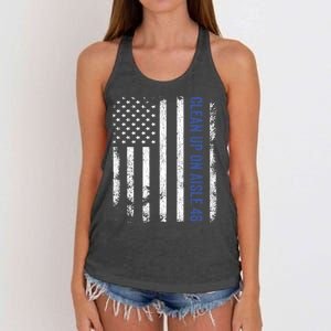 Anti Biden Impeach 46 8646 Clean Up On Aisle 46 Pro USA Flagd Women's Knotted Racerback Tank