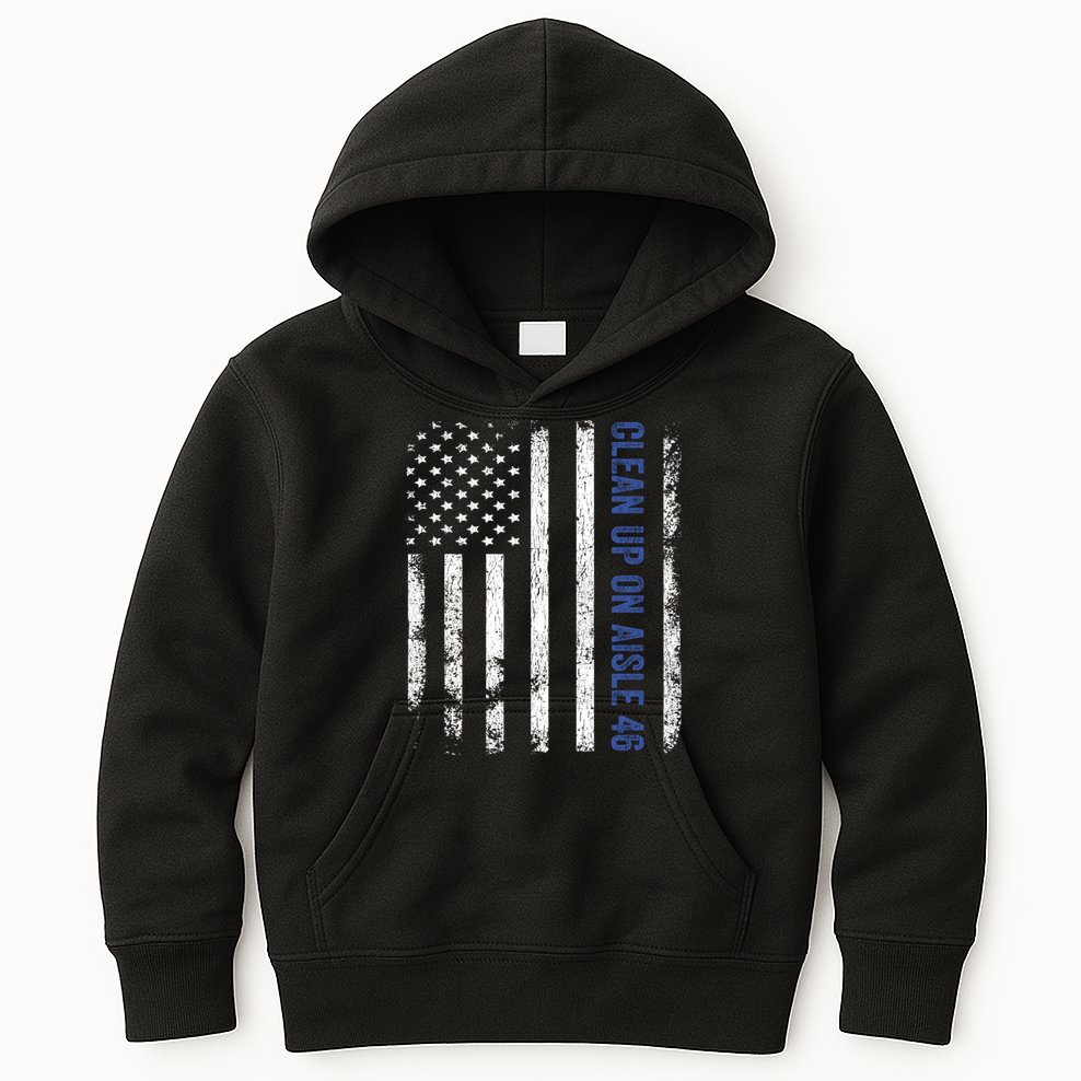 Anti Biden Impeach 46 8646 Clean Up On Aisle 46 Pro USA Flagd Kids Hoodie