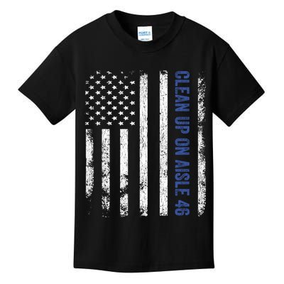 Anti Biden Impeach 46 8646 Clean Up On Aisle 46 Pro USA Flagd Kids T-Shirt