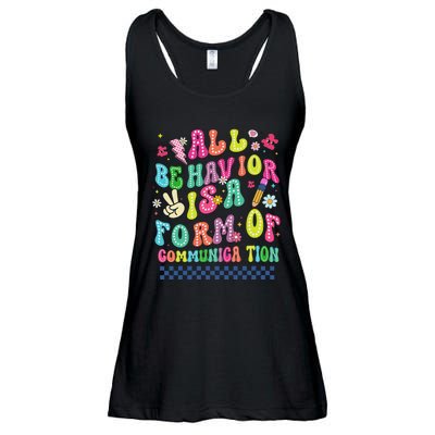 All Behavior Is A Form Of Communication Autism Sped Teacher Ladies Essential Flowy Tank