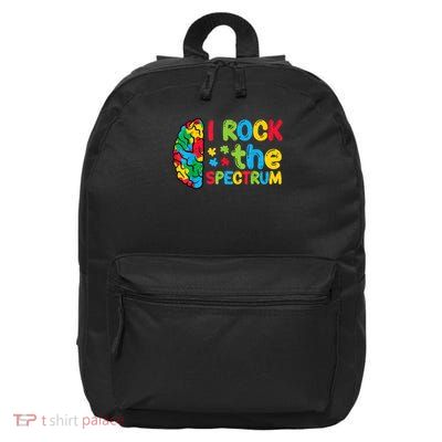 Autism Brain I Rock The Spectrum Awareness 16 in Basic Backpack