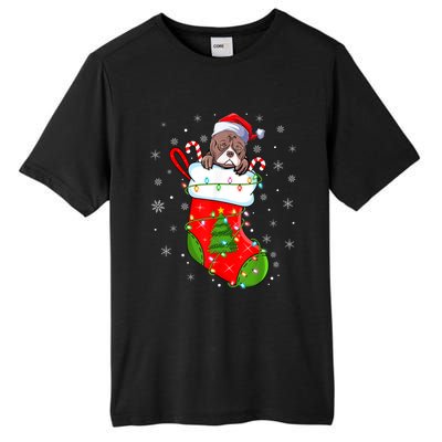 American Bulldog In Christmas Socks Santa Xmas Cool Gift Tall Fusion ChromaSoft Performance T-Shirt