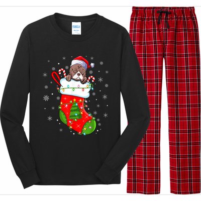 American Bulldog In Christmas Socks Santa Xmas Cool Gift Long Sleeve Pajama Set