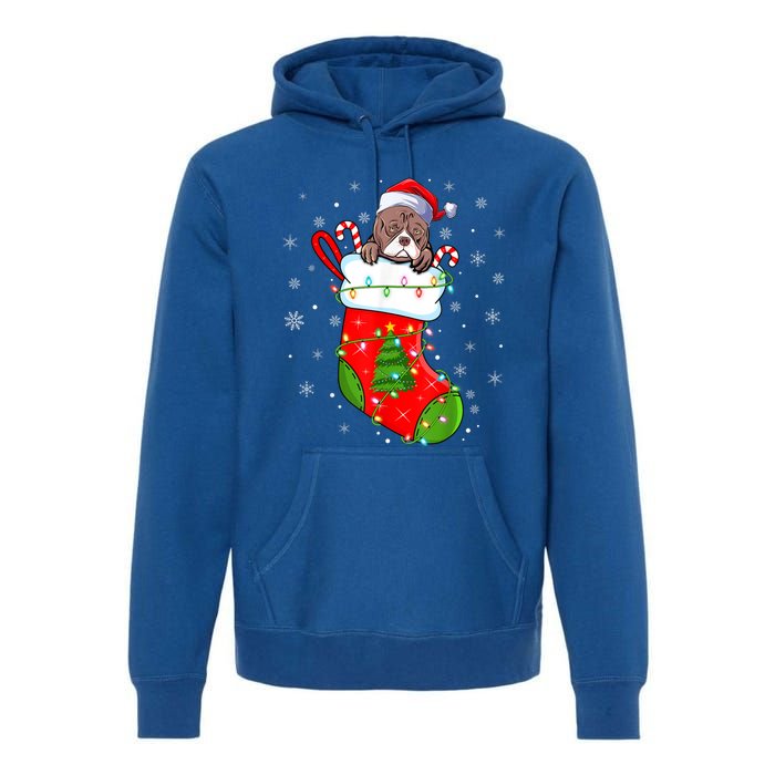 American Bulldog In Christmas Socks Santa Xmas Cool Gift Premium Hoodie