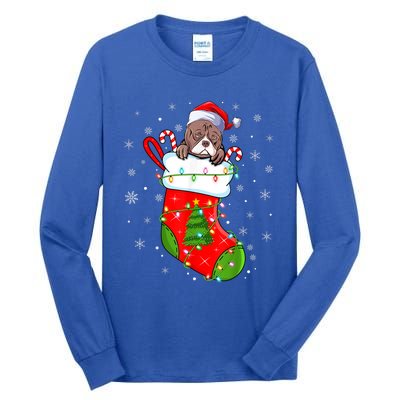 American Bulldog In Christmas Socks Santa Xmas Cool Gift Tall Long Sleeve T-Shirt