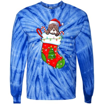 American Bulldog In Christmas Socks Santa Xmas Cool Gift Tie-Dye Long Sleeve Shirt