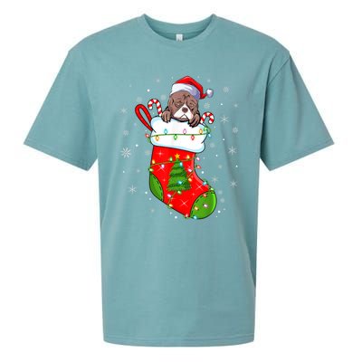 American Bulldog In Christmas Socks Santa Xmas Cool Gift Sueded Cloud Jersey T-Shirt