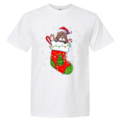 American Bulldog In Christmas Socks Santa Xmas Cool Gift Garment-Dyed Heavyweight T-Shirt