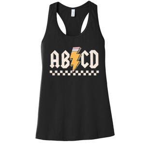 ABCD Back In Class First Day Back To School Teacher Student Women's Racerback Tank