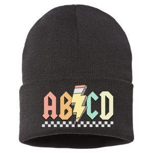 ABCD Back In Class Teachers Rock Back To School Pencil Sustainable Knit Beanie