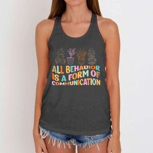 All Behavior Is A Form Of Communication Aba Therapy Women's Knotted Racerback Tank