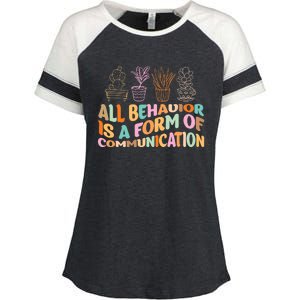 All Behavior Is A Form Of Communication Aba Therapy Enza Ladies Jersey Colorblock Tee