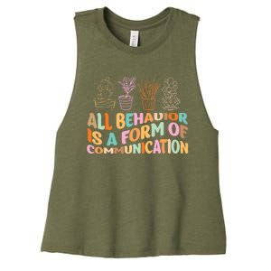 All Behavior Is A Form Of Communication Aba Therapy Women's Racerback Cropped Tank