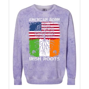 American Born Irish Roots St Patrick’s Day Ireland Flag Gift Colorblast Crewneck Sweatshirt