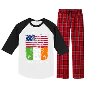 American Born Irish Roots St Patrick’s Day Ireland Flag Gift Raglan Sleeve Pajama Set