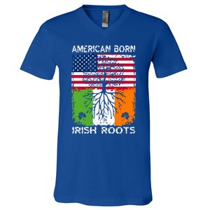 American Born Irish Roots St Patrick’s Day Ireland Flag Gift V-Neck T-Shirt