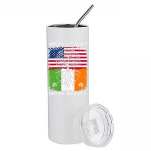 American Born Irish Roots St Patrick’s Day Ireland Flag Gift Stainless Steel Tumbler