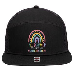 All Behavior Is A Form Of Communication Rainbow 7 Panel Mesh Trucker Snapback Hat