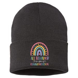 All Behavior Is A Form Of Communication Rainbow Sustainable Knit Beanie