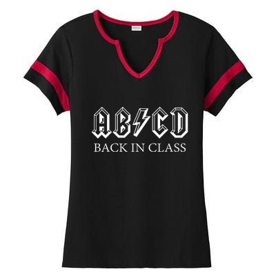 ABCD Back In Class Back To School Funny Teacher Ladies Halftime Notch Neck Tee