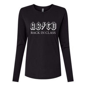 ABCD Back In Class Back To School Funny Teacher Womens Cotton Relaxed Long Sleeve T-Shirt