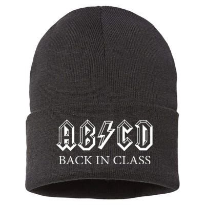 ABCD Back In Class Back To School Funny Teacher Sustainable Knit Beanie