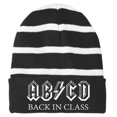 ABCD Back In Class Back To School Funny Teacher Striped Beanie with Solid Band