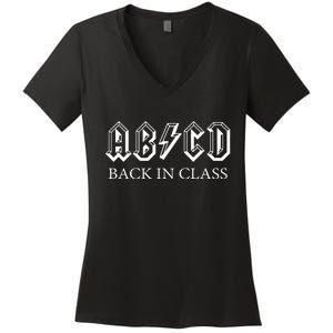 ABCD Back In Class Back To School Funny Teacher Women's V-Neck T-Shirt