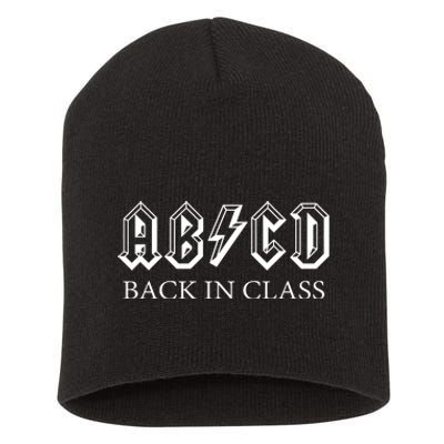 ABCD Back In Class Back To School Funny Teacher Short Acrylic Beanie