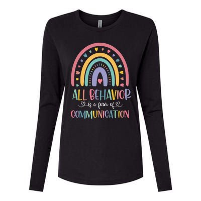 All Behavior Is A Form Of Communication Rainbow Womens Cotton Relaxed Long Sleeve T-Shirt