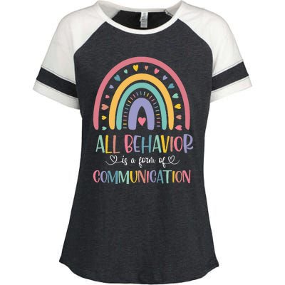 All Behavior Is A Form Of Communication Rainbow Enza Ladies Jersey Colorblock Tee